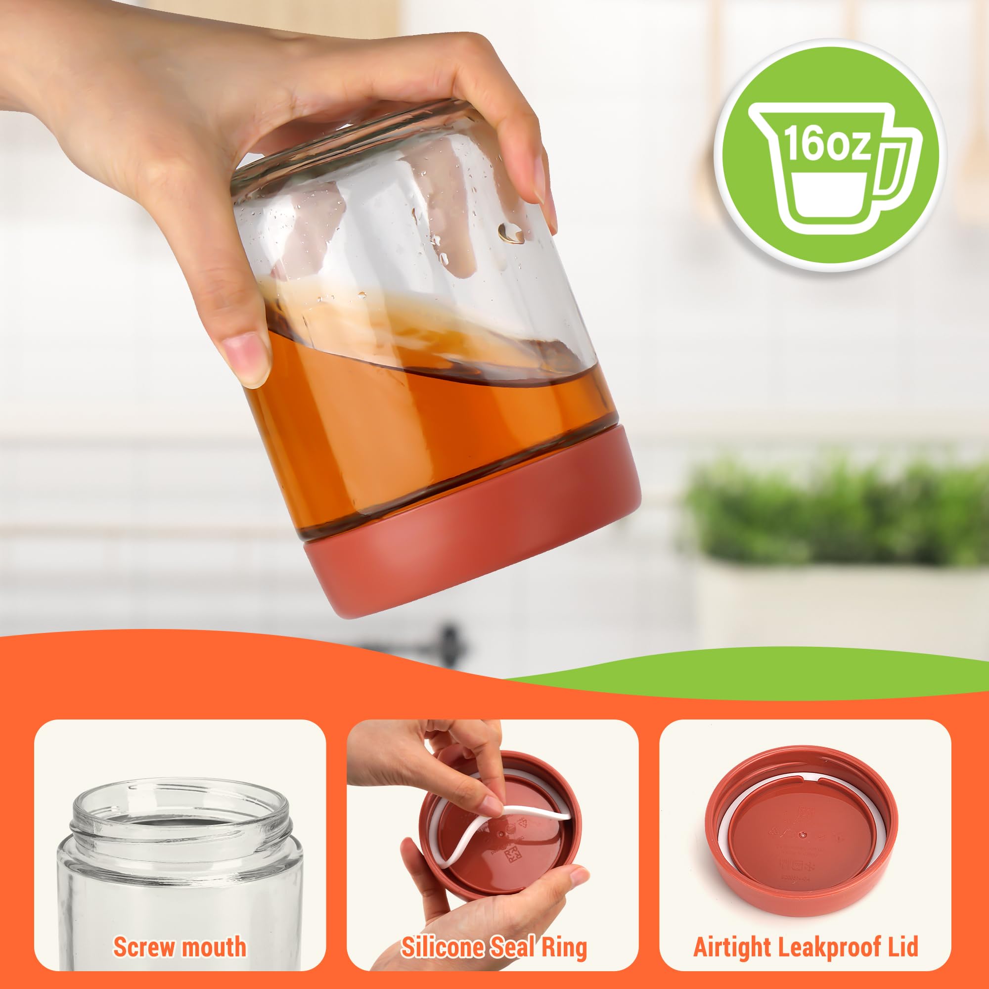 Porciones de 16oz con frascos EONJOE para snacks y yogur