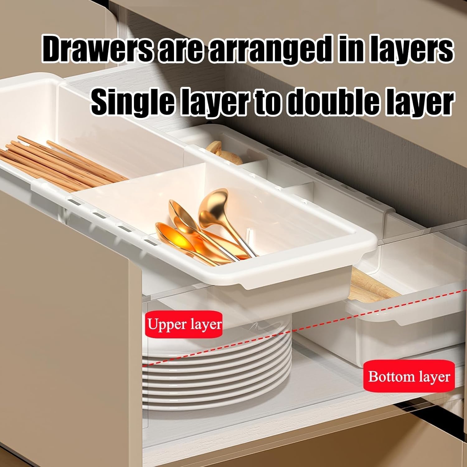 Organizador de cajón EooUooIP para cubiertos y utensilios.