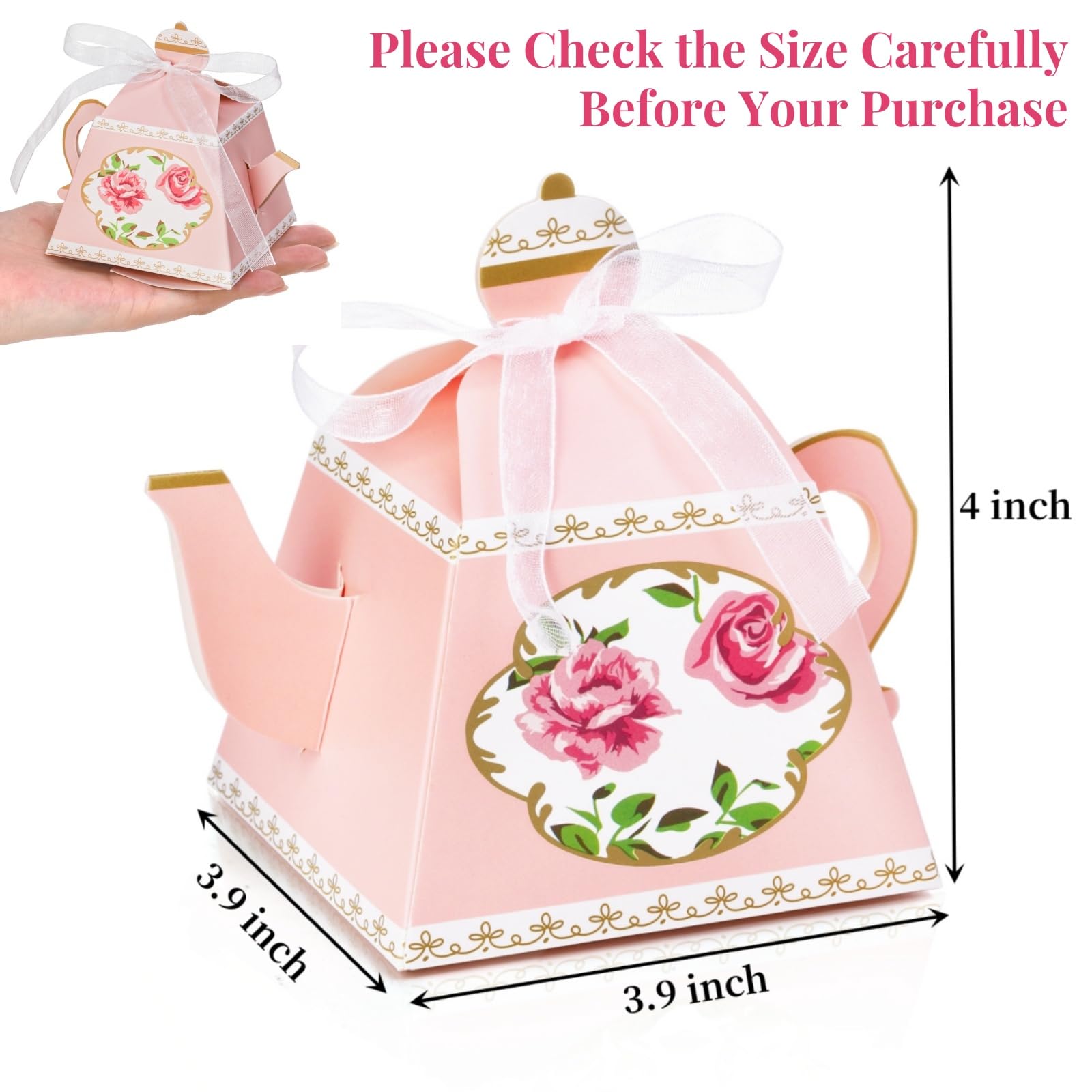 Cajas tetera floral vintage rosa de Eorbow para mesas.