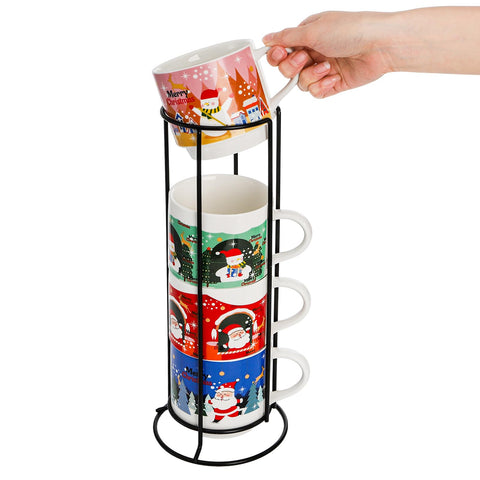 Diseños navideños en tazas Eorbow que animan la mesa.