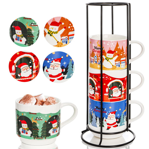 Vasos navideños Eorbow 4-pack para café o chocolate caliente.