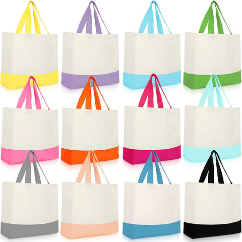 Bolsas Epakh de lona 18.5x15, colores brillantes, ideales para compras diarias reutilizables.