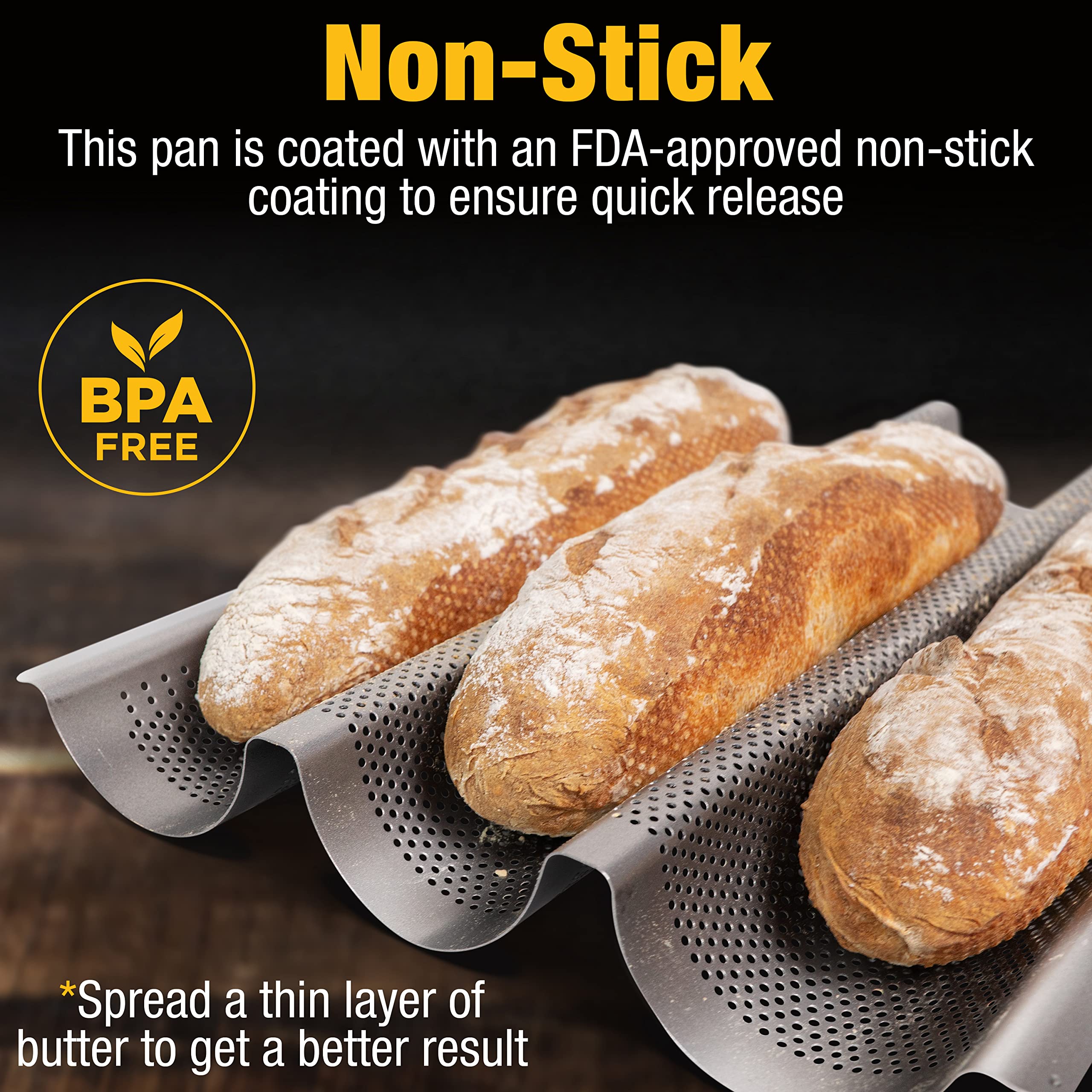 Pan baguette Eparé apto para lavavajillas para limpieza rápida
