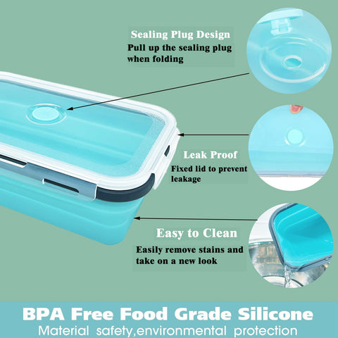 Contenedores de silicona Epinke con capacidades 350–1200 ml para comidas frescas.