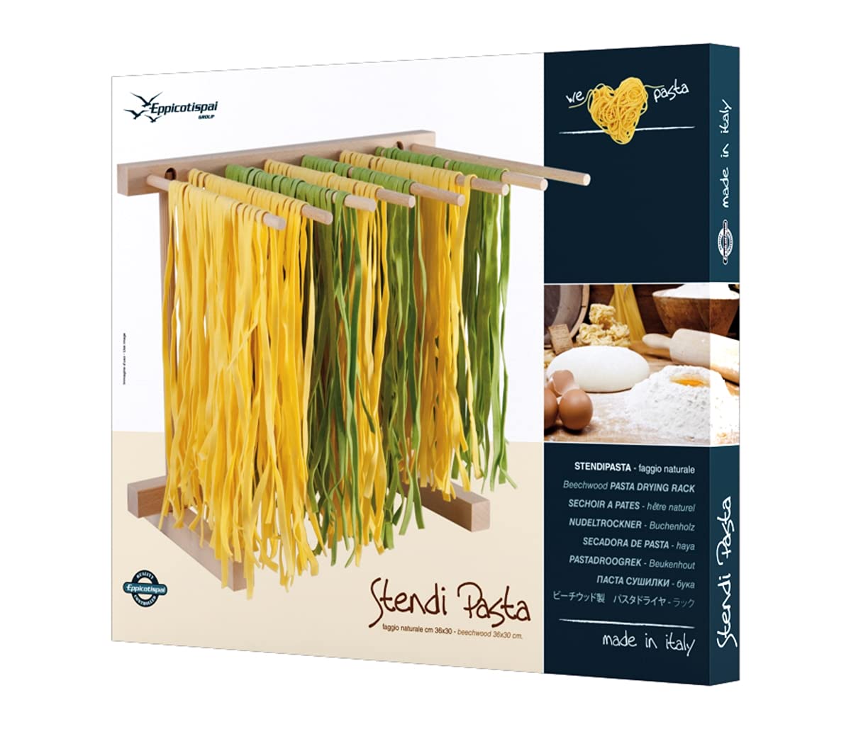 Espacio dedicado para pasta casera con múltiples varillas