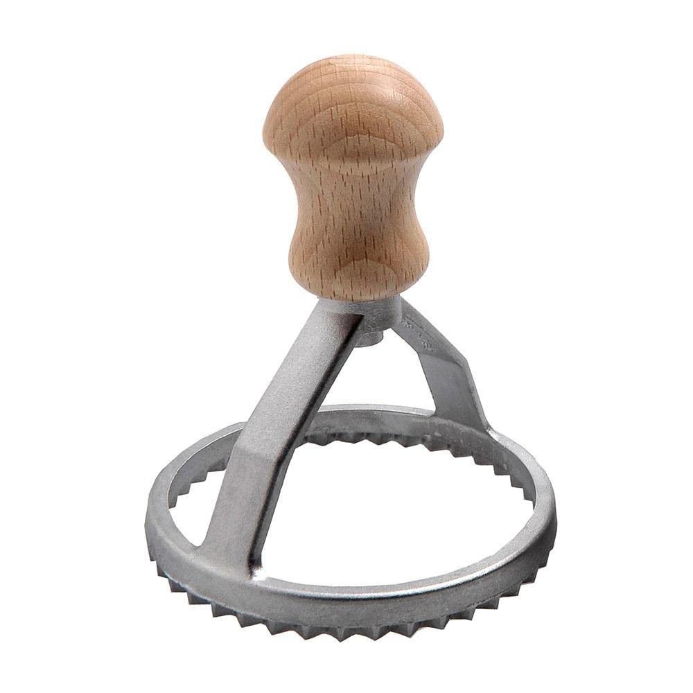 Sello para ravioli en aluminio de Eppicotispai con diámetro de 3 pulgadas para cortes limpios.