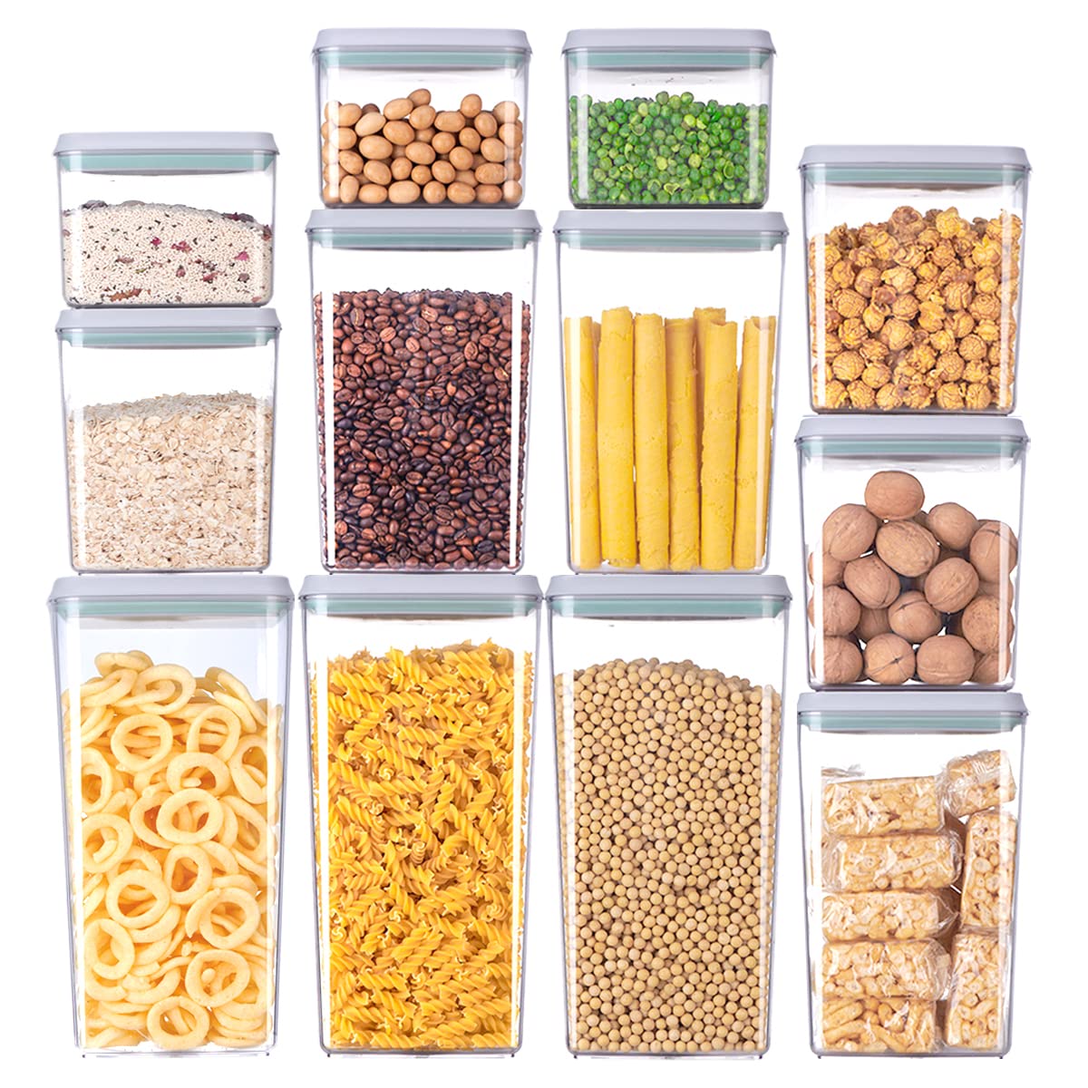 EQI 12 contenedores herméticos con tapas para despensa, mantienen frescos los alimentos.
