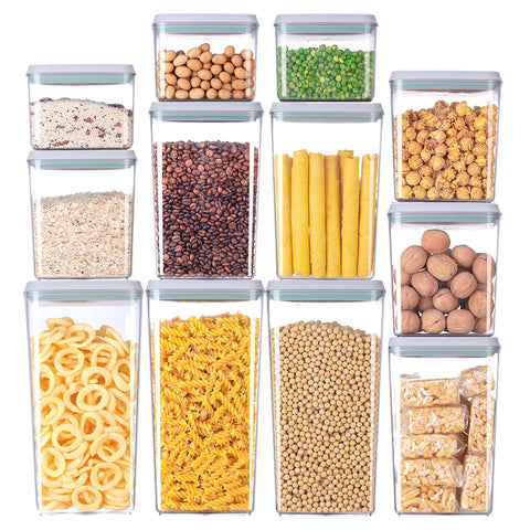 EQI 12 contenedores herméticos con tapas para despensa, mantienen frescos los alimentos.