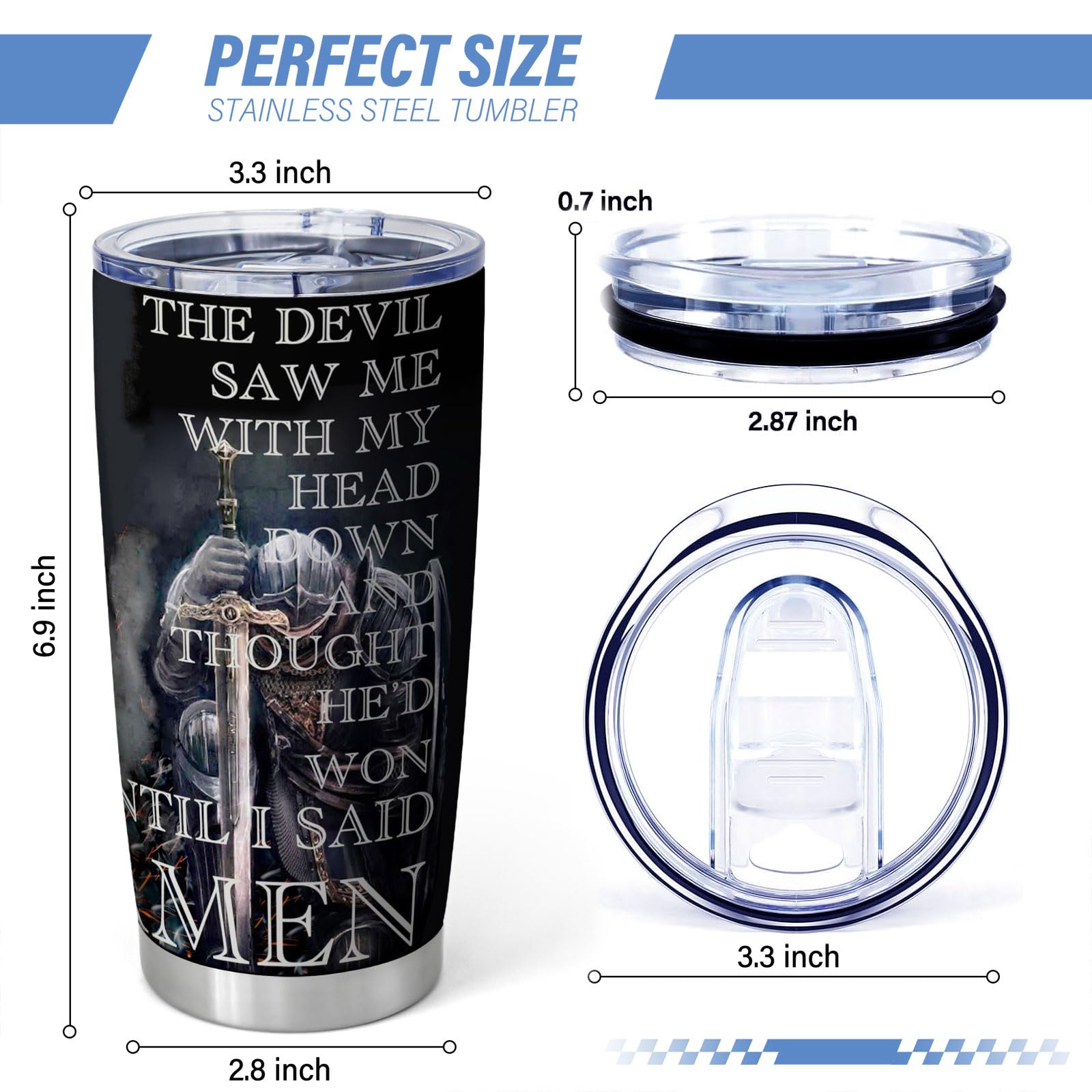 Equoza vaso termo cristiano, acero inoxidable 304 resistente.
