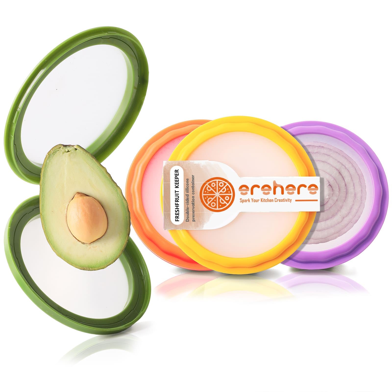 Erehere Avocado Saver con tapa doble para medio aguacate fresco.