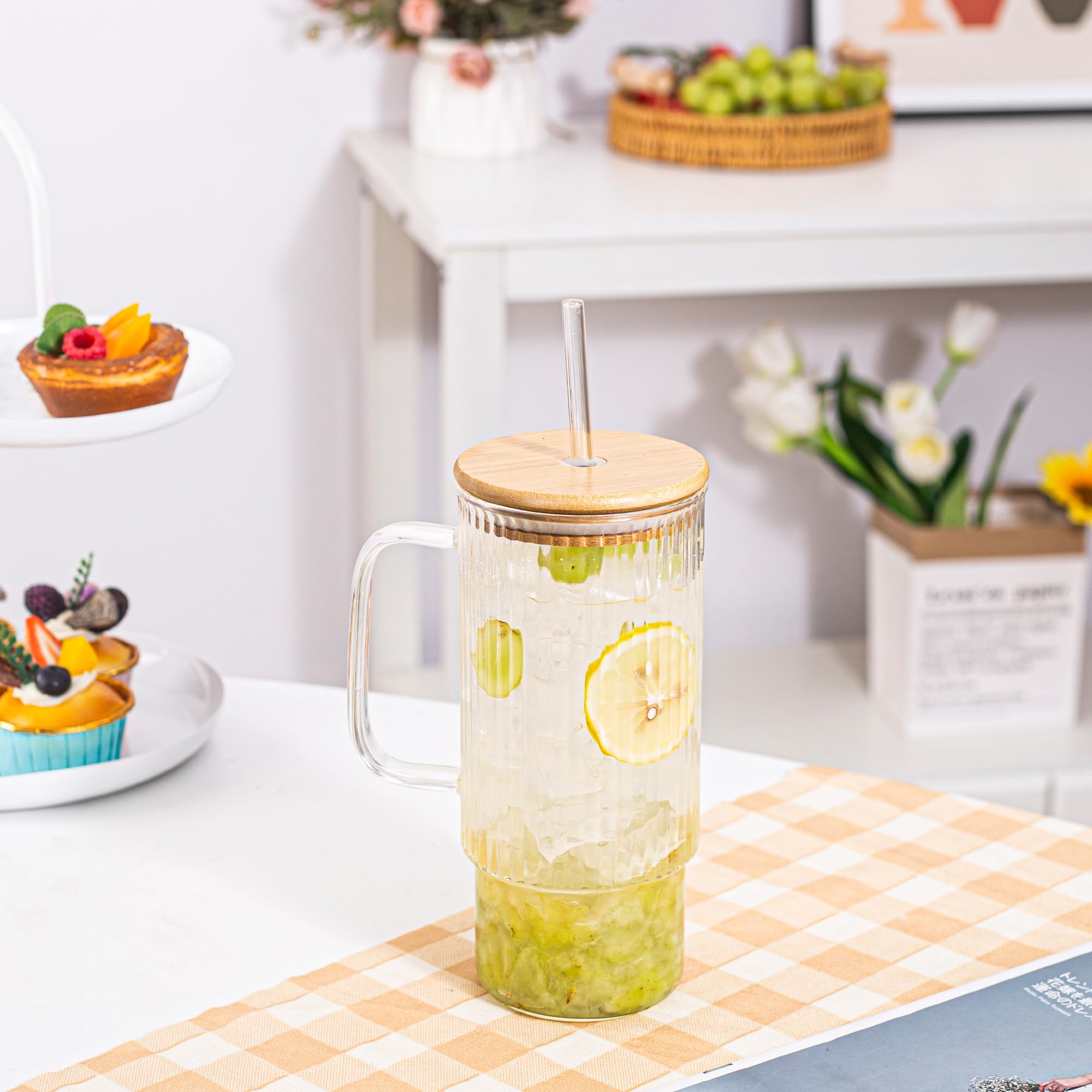 Erichbow pajilla de vidrio reutilizable para bebidas frías y calientes.