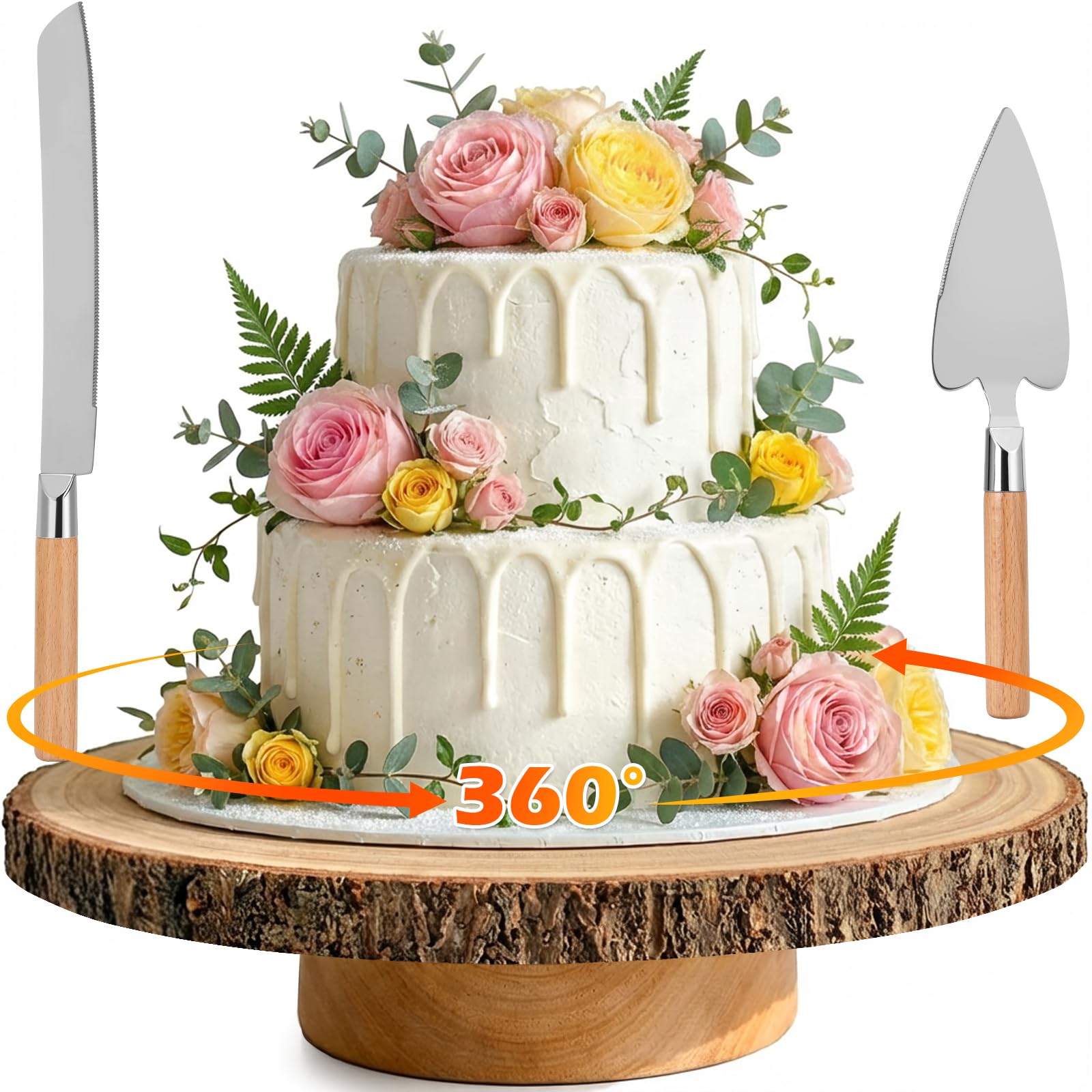 Eronenjoy torta base rotatoria 360 para exhibir y cortar con comodidad