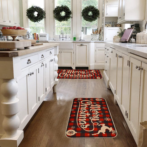 Conjunto Erweicet diseño plaid rojo y negro para cocina cálida.