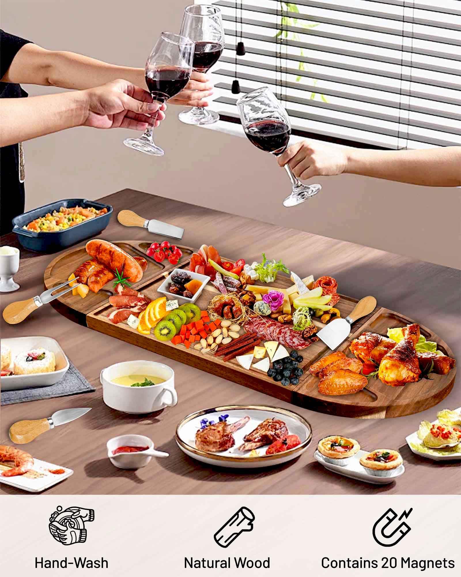 Tablero Erwuldor semicircular derecho, perfecto para degustaciones en reuniones.
