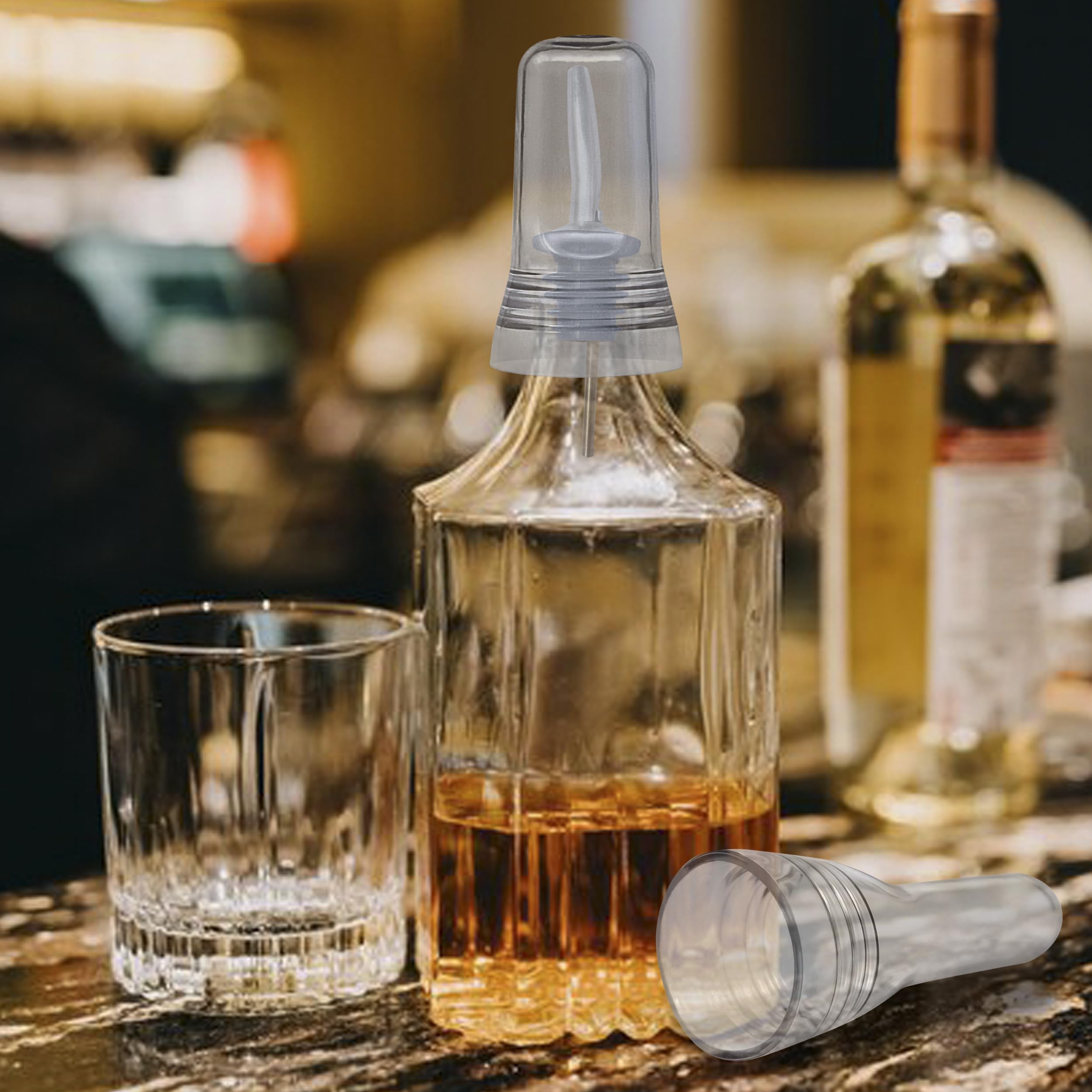 Esatto tapas-vertidores-licor-translucidas se adaptan a botellas diversas
