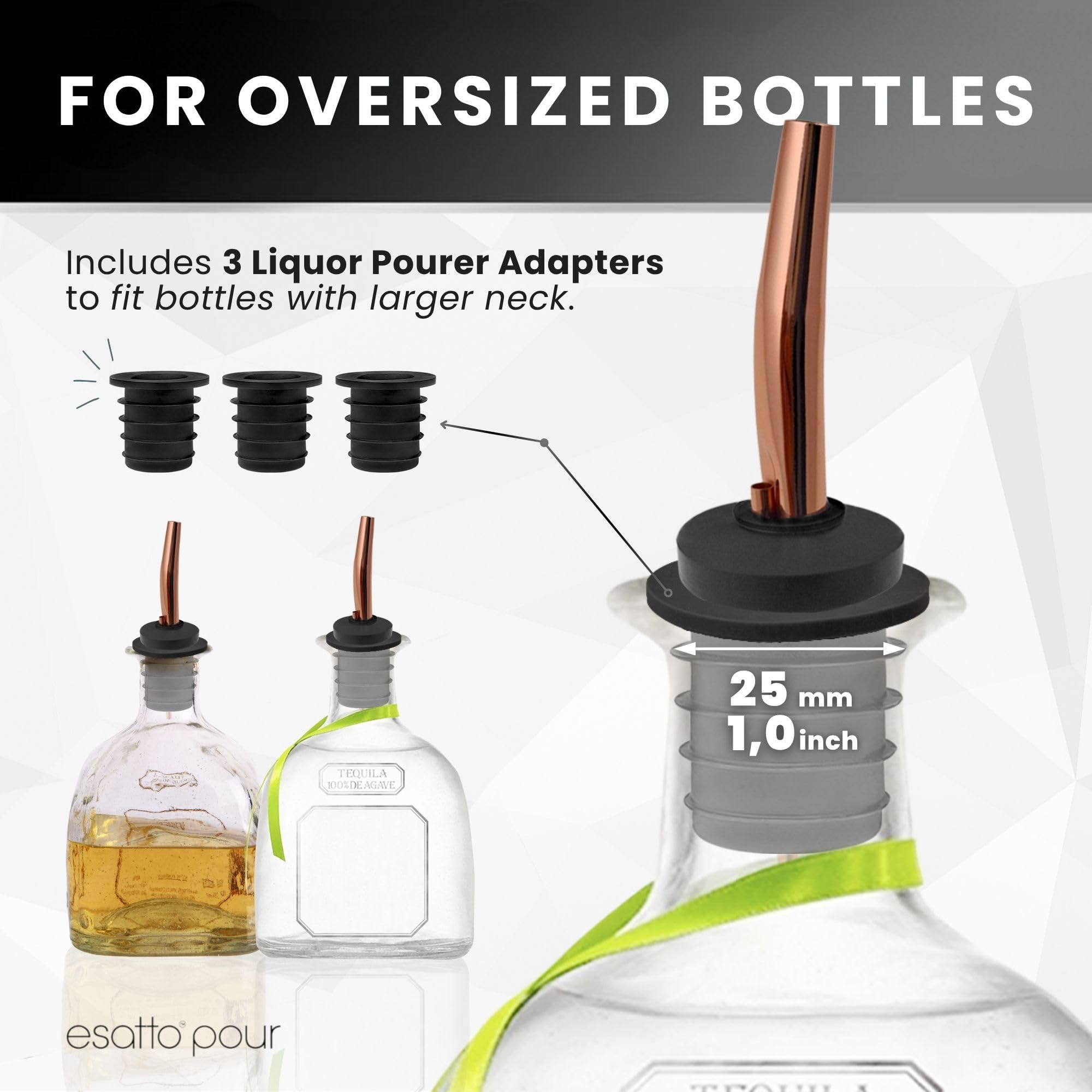 Esatto tres adaptadores de diferentes tamaños para botellas anchas.
