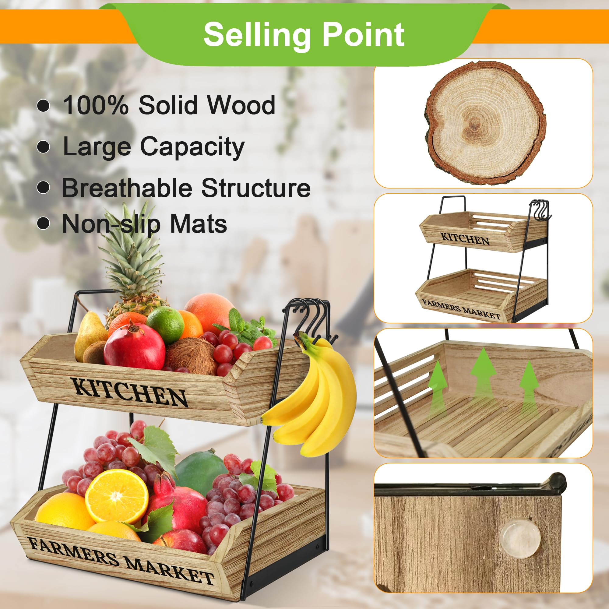 Esbainia cesta amplia para frutas con capacidad grande.