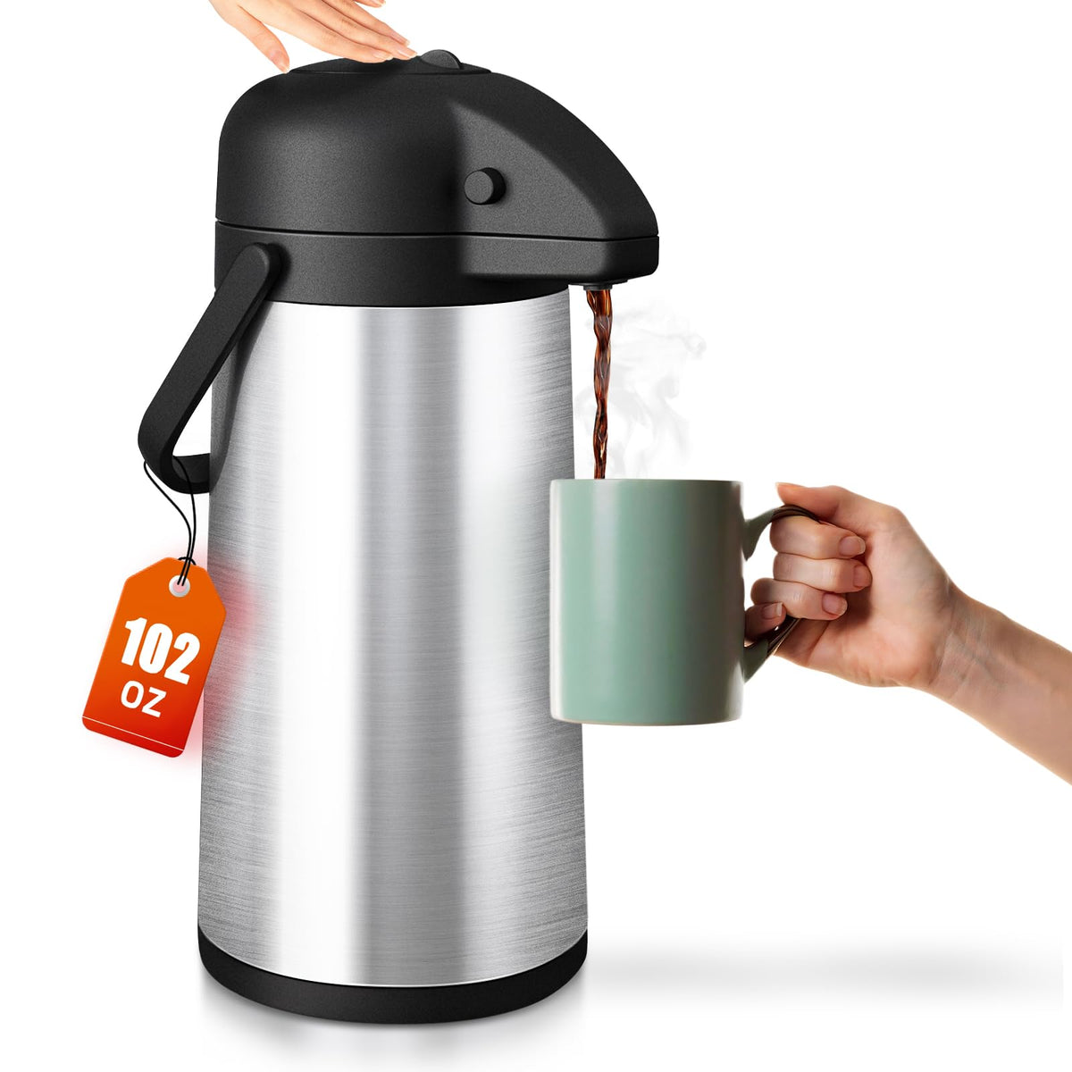 Esemoil jarra térmica con bomba, 3 L para servicio continuo en reuniones
