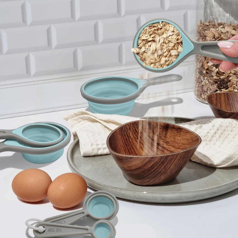 Esie Houzie tazas medidoras plegables, ahorro de espacio en la cocina.