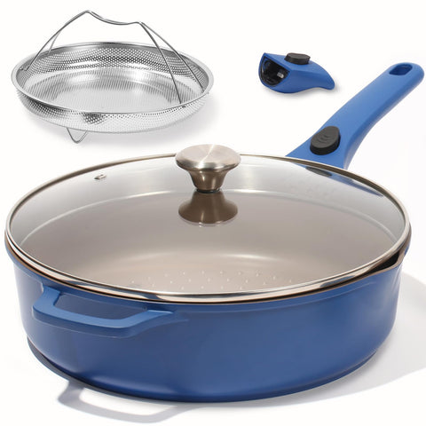 ESLITE LIFE Always Pan 11pulgadas con tapa azul granito para cocción rápida y uniforme