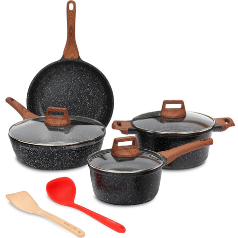 Conjunto ESLITE LIFE 9 piezas con granito antiadherente para cocinar y limpiar fácilmente.