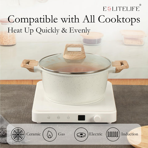Mango de bakelita ESLITE LIFE, agarre cómodo durante la cocción.
