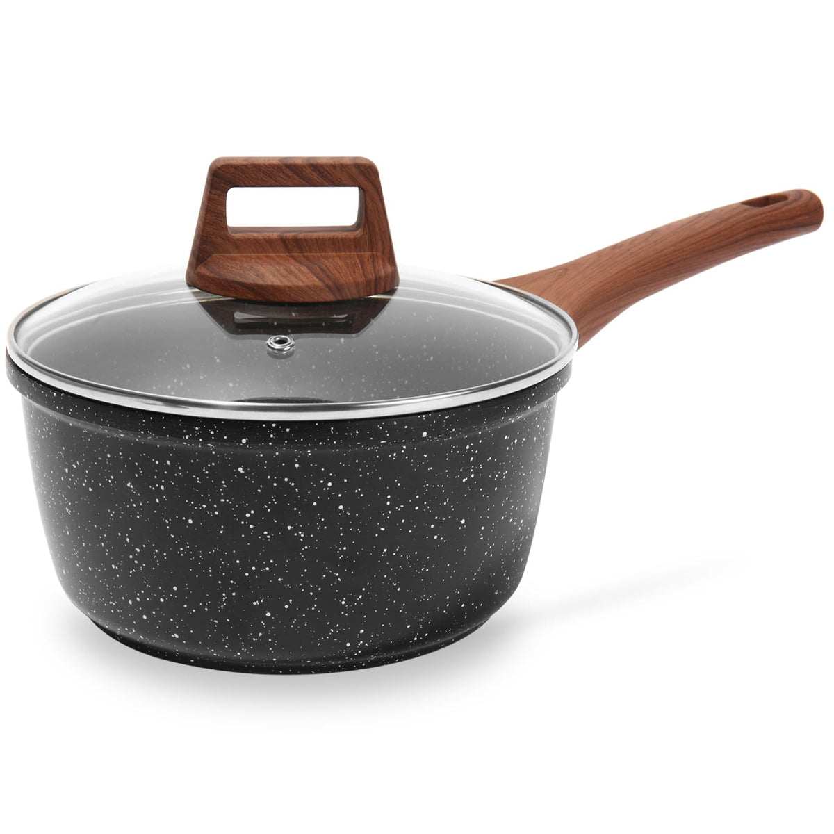 ESLITE LIFE sartén antiadherente 1.5qt con tapa de vidrio para cocinar con menos aceite