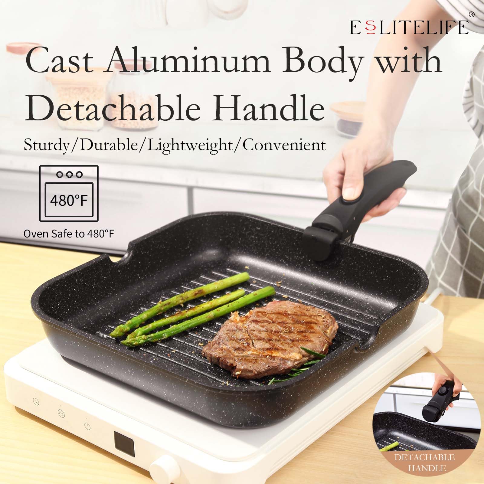 ESLITE LIFE sarten-diecast-aluminio, calor rapido y uniforme.