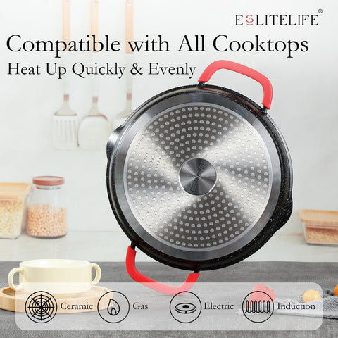ESLITE LIFE sarten-grill-base-magnetizada-apto-induccion: base magnética para inducción y calor uniforme.