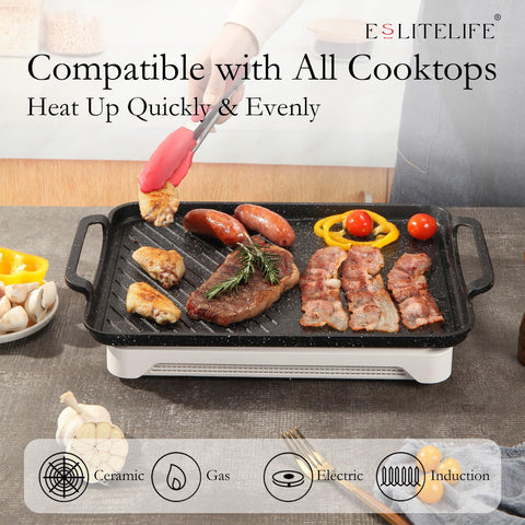 ESLITE LIFE Sarten Parrilla aleacion aluminio inyectado para calor uniforme.