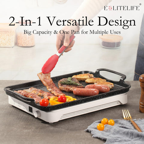 ESLITE LIFE Sarten Parrilla base magnetizada para induccion y calentamiento rapido.