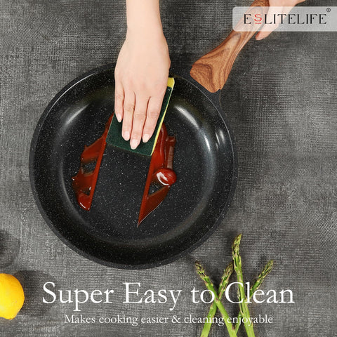 ESLITE LIFE sartén saute de 11 pulgadas con tapa para dorar y sofreír