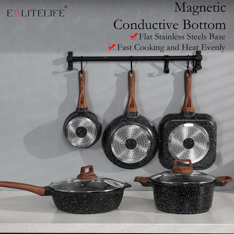 ESLITE LIFE utensilios de madera y silicona para cocinar con seguridad y limpieza