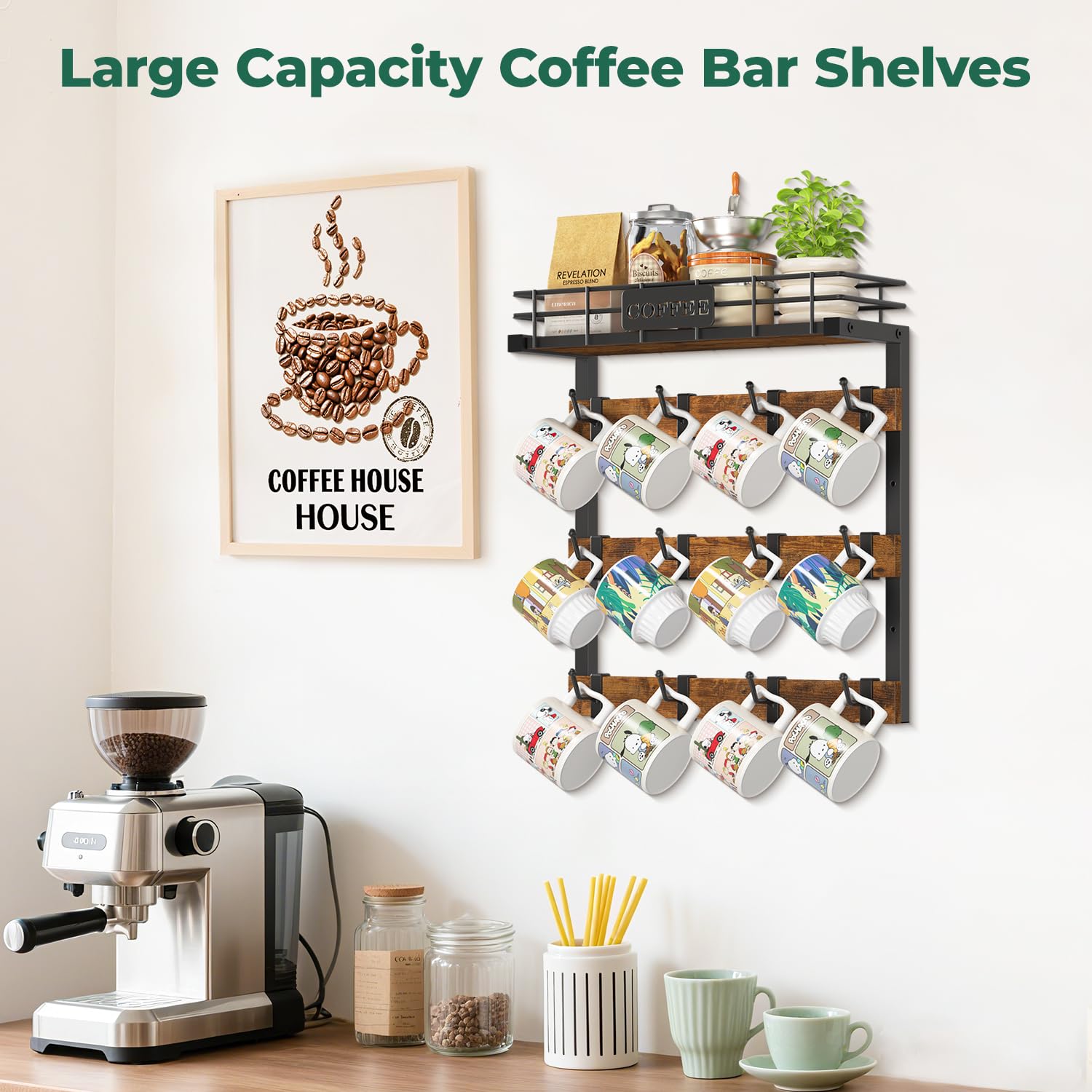 EsLuker.ly colgador-tazas mural es duradero y apto para tazas pesadas.