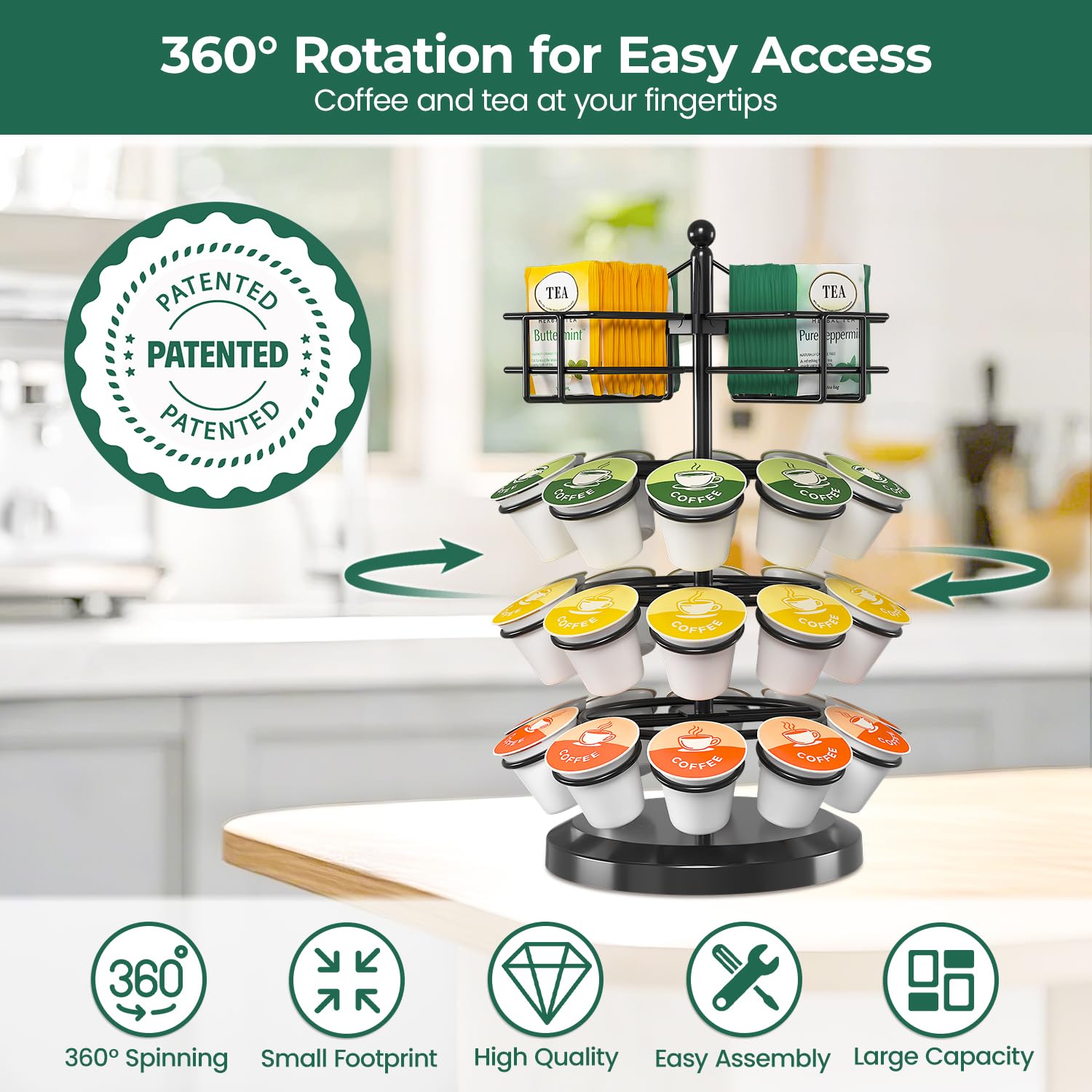 EsLuker.ly K Cup Holder base reforzada para mayor estabilidad.