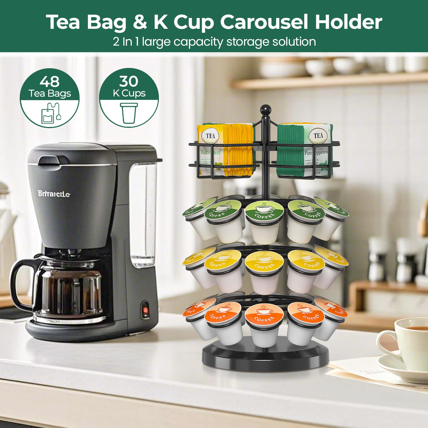 EsLuker.ly K Cup Holder con 4 estantes para cápsulas y té.