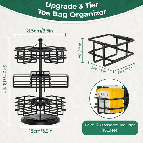 EsLuker.ly organizador de metal resistente para una estación de té duradera