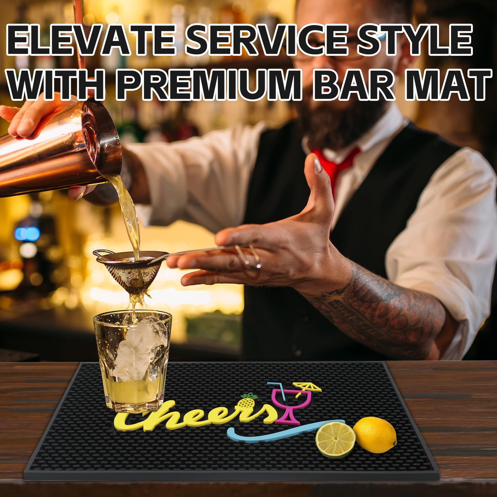 Esmorah Cheers bar mat limpieza fácil con agua y jabón.