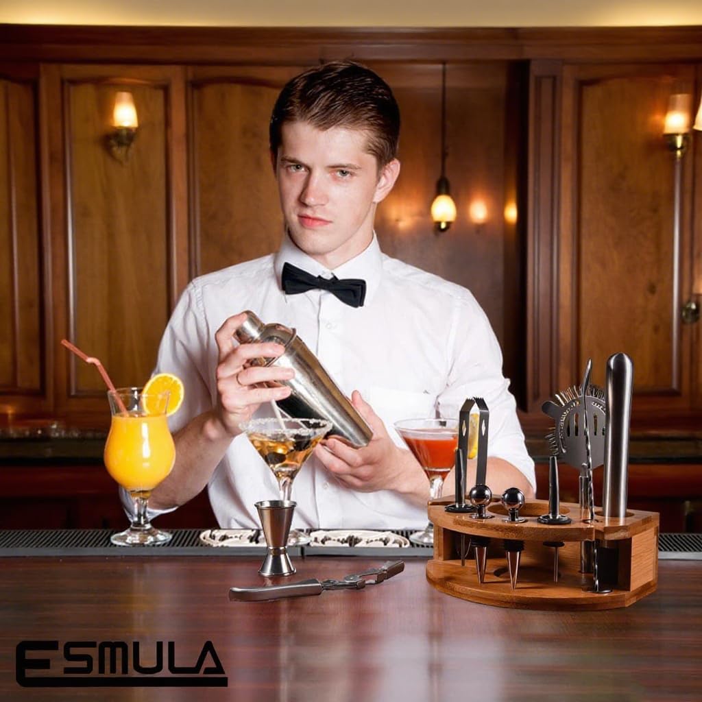 Esmula kit soporte de bambú elegante para ordenar la barra