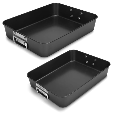 EsOfficce Bandeja para lasaña 13.7x16 vista frontal con asas para sacar del horno