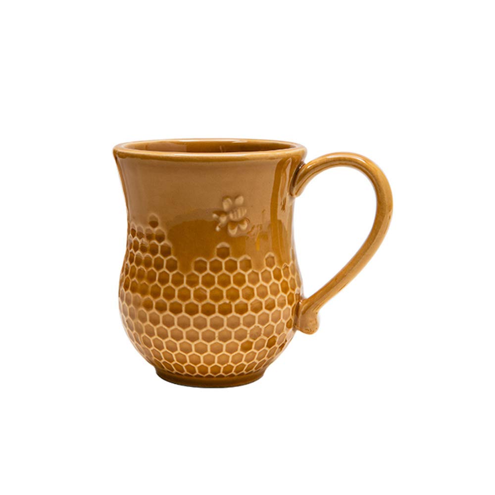 Espicades: taza cerámica con diseño abeja y panal para bebidas calientes.