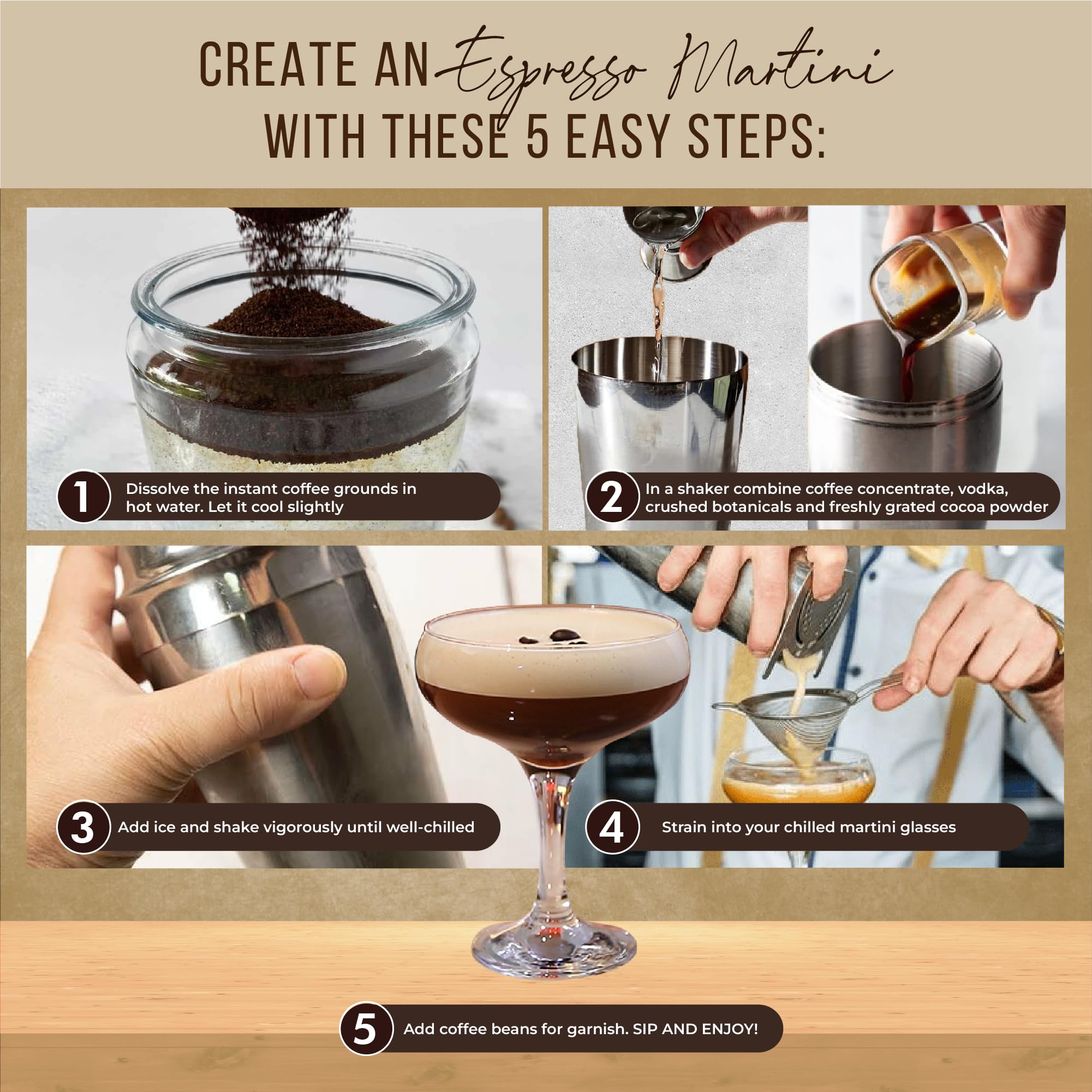 Kit espresso martini botánicos exóticos, para sabor premium en cada trago