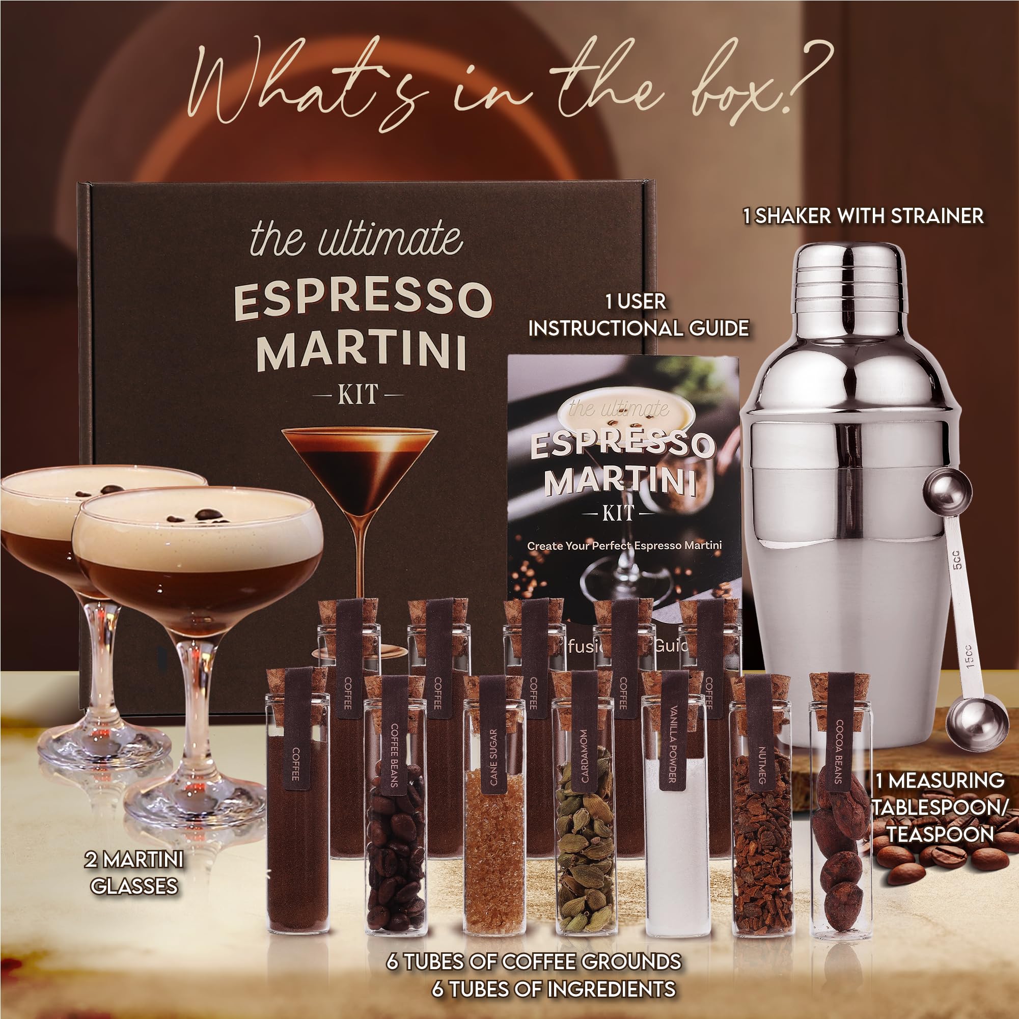 Kit espresso martini copas martini elegantes, complemento perfecto para brindis