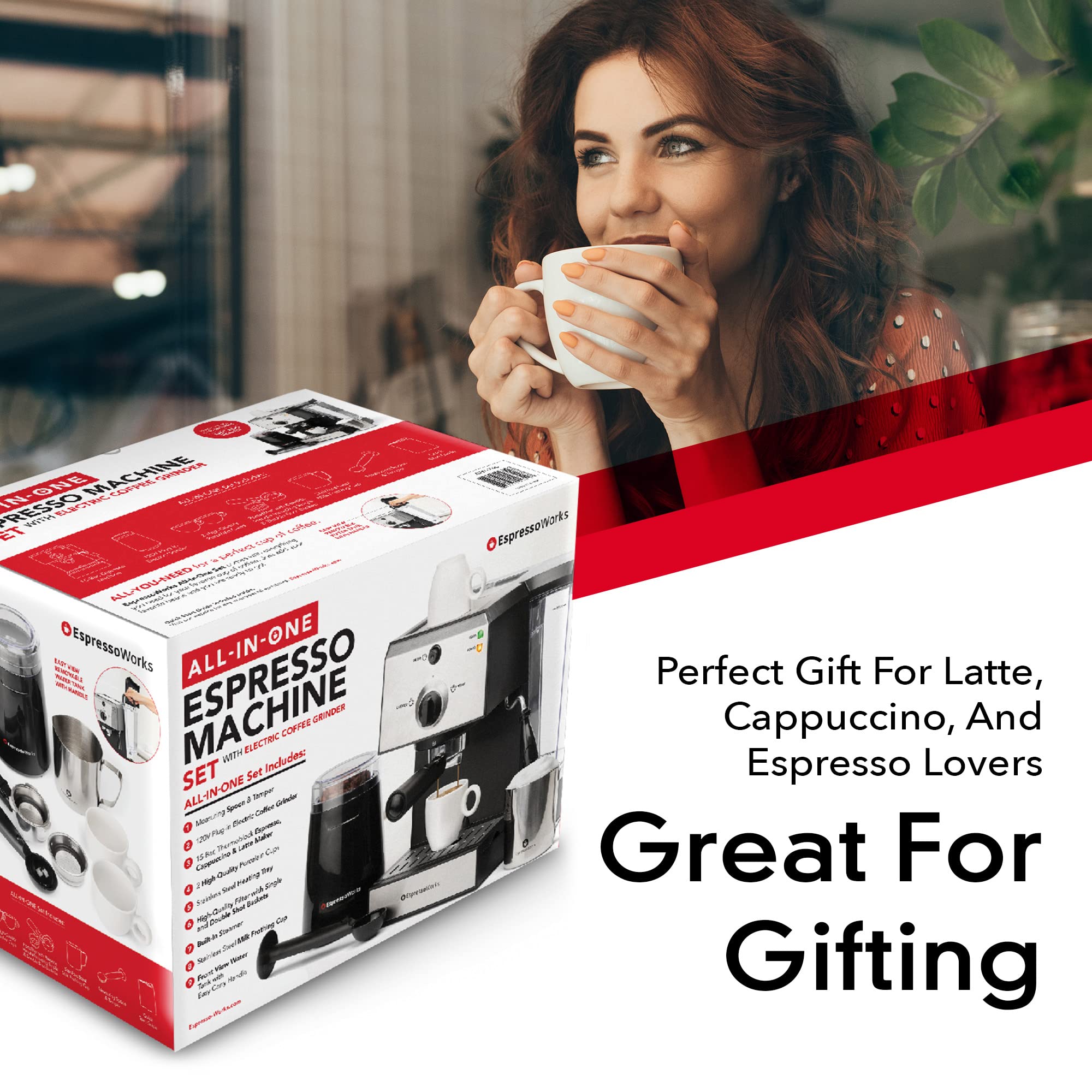 EspressoWorks depósito de agua extraíble, relleno cómodo y limpio.