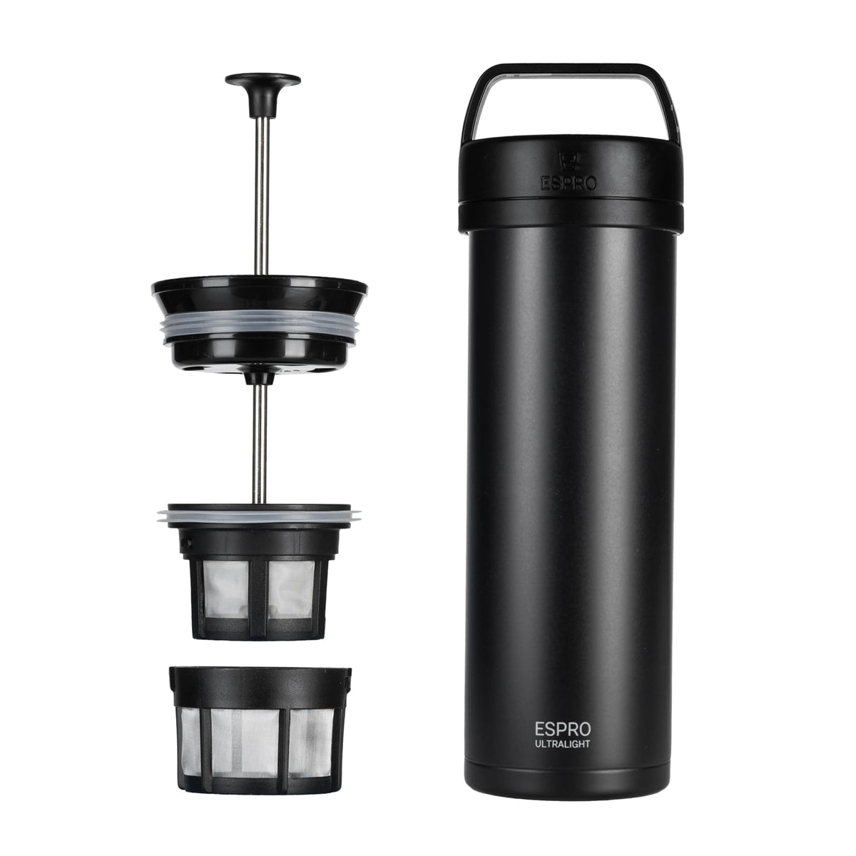 Espro P0 prensa francesa para viaje, café aromático en ruta.