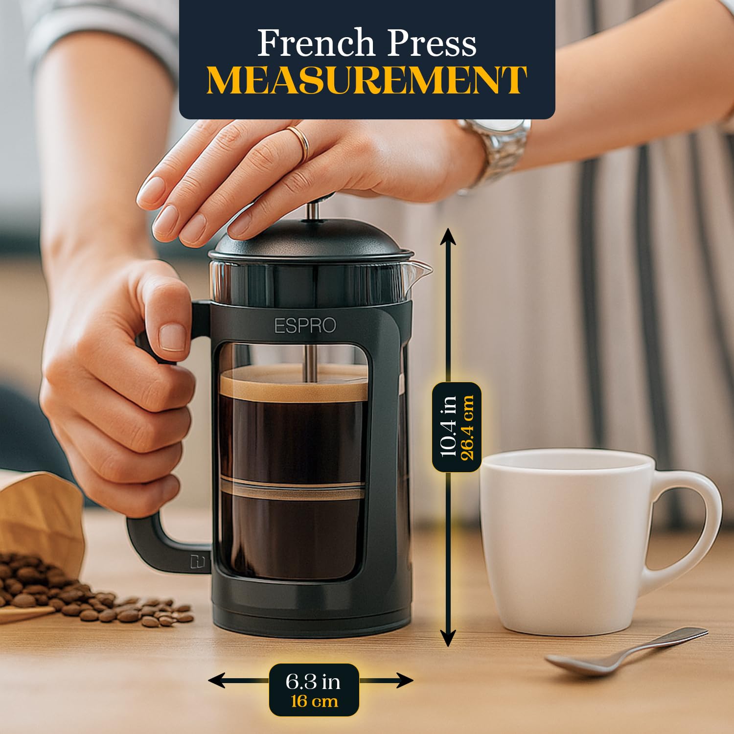 Espro P3 Doble Microfiltro, primer plano del sistema para sabor limpio.