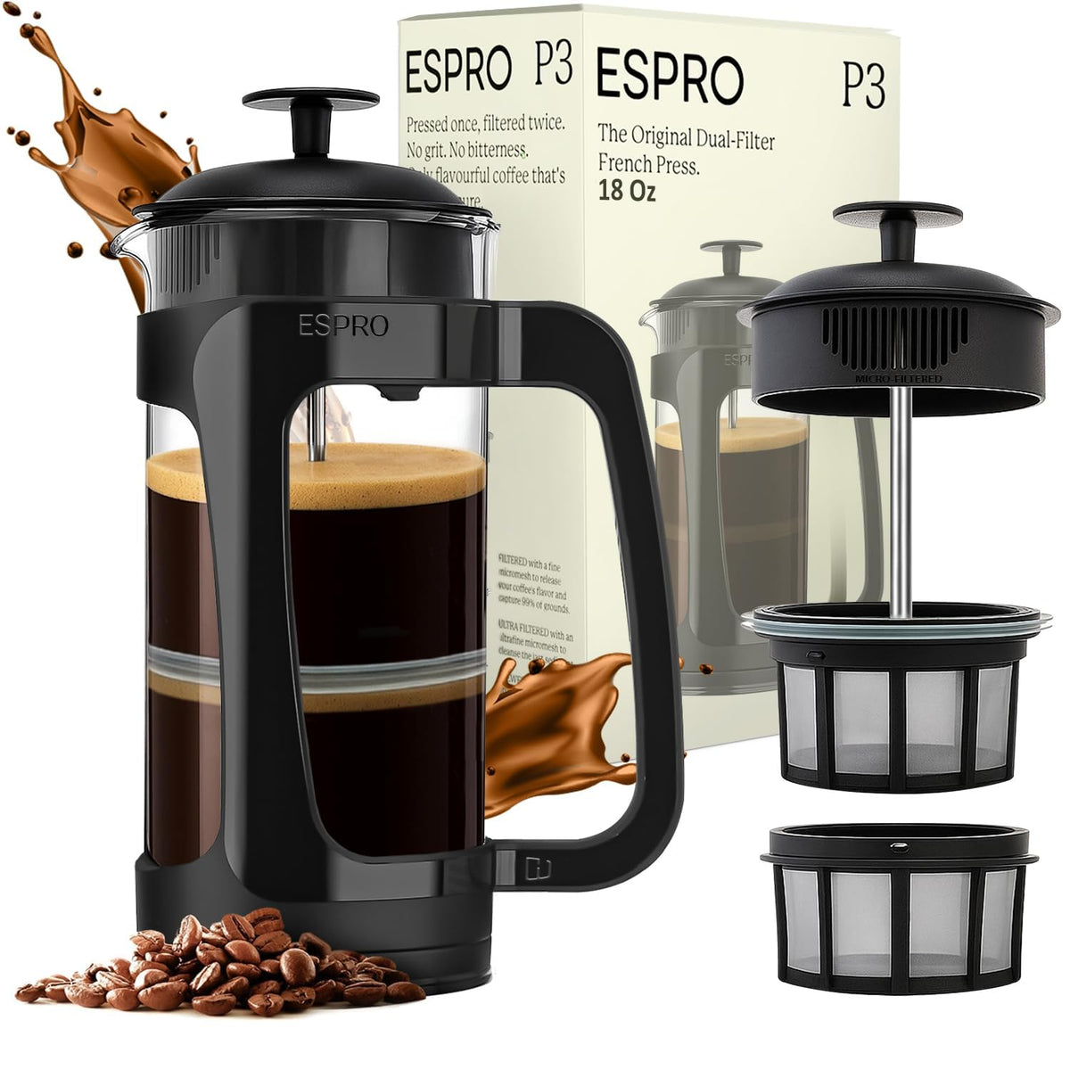 ESPRO P3, filtrado doble, café suave y limpio en cada vertido