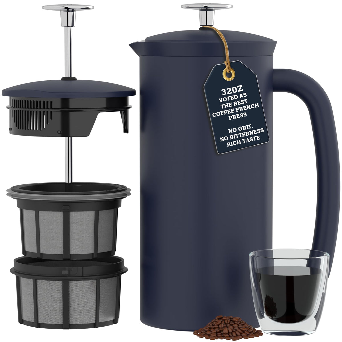 ESPRO P7 prensa francesa azul aguamarina con doble microfiltro para café limpio