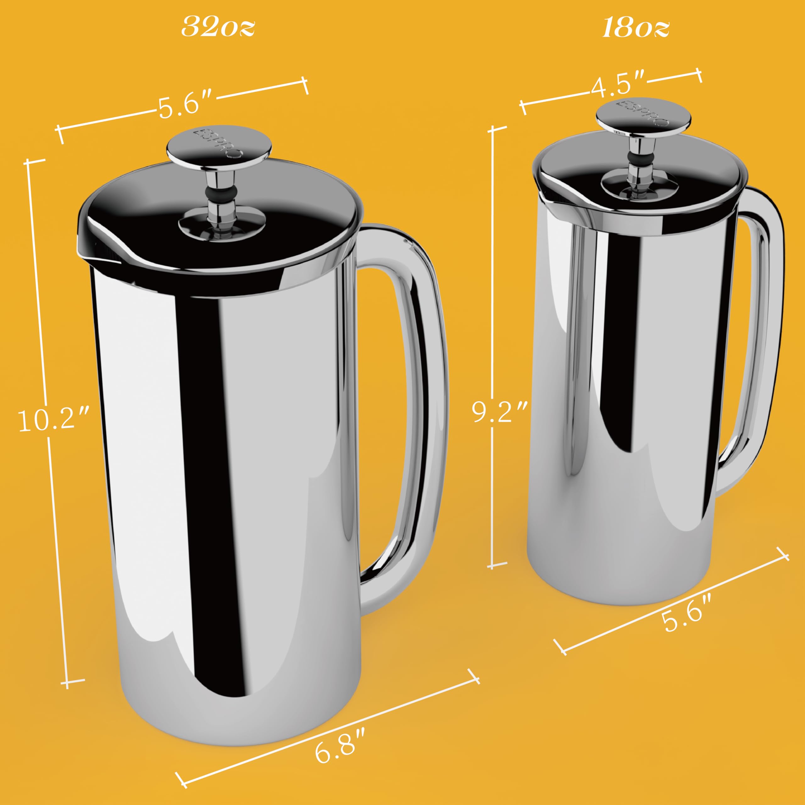 Espro P7_prensa francesa, mango ergonómico y tapa para verter con precisión.