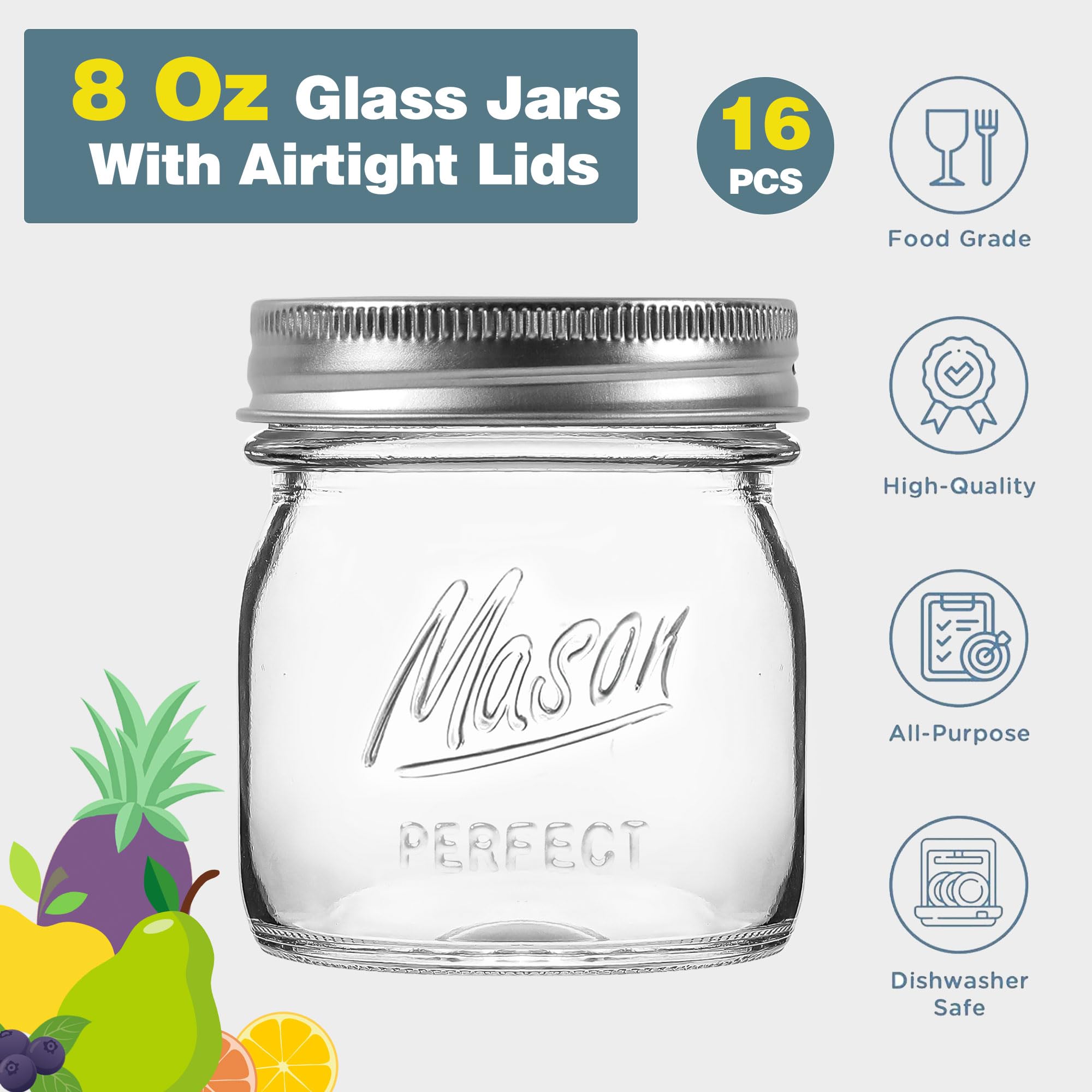 Esrentle frascos mason 8oz para mermelada y miel, ideal para porciones